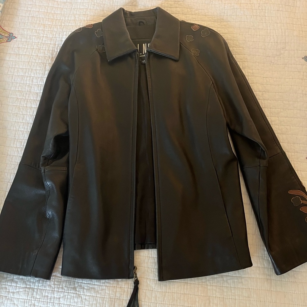LNR BEAUTIFUL Women’s Leather Jacket - cocoa color with exquisite detils